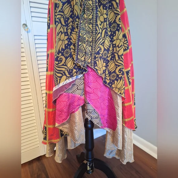 Wevez India Layered Silk Boho Halter Dress Free Size *C6 - Picture 3 of 7